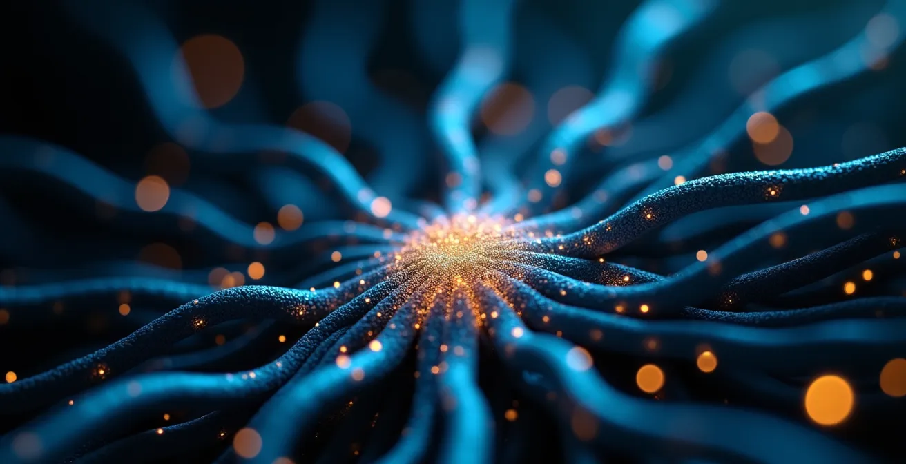 Visualisation des connexions neuronales illustrant le lien performance et bien-être